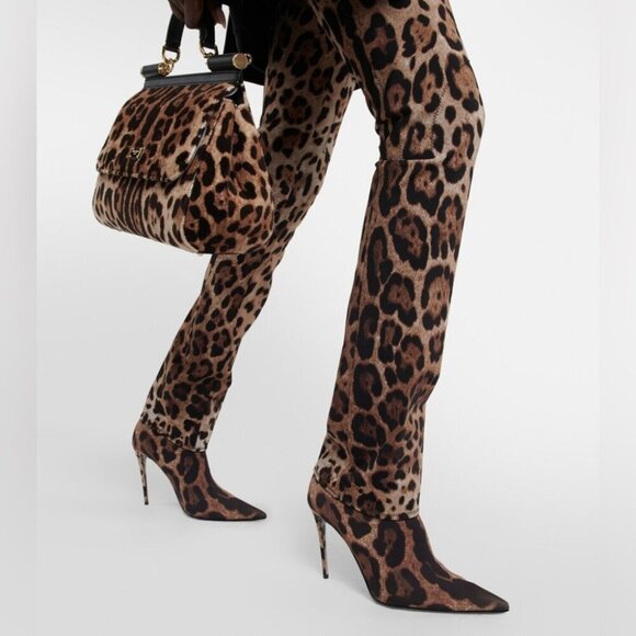 New Dolce & Gabbana X Kim Leopard Printed Ankle Boots size 37 - Picture 2 of 12